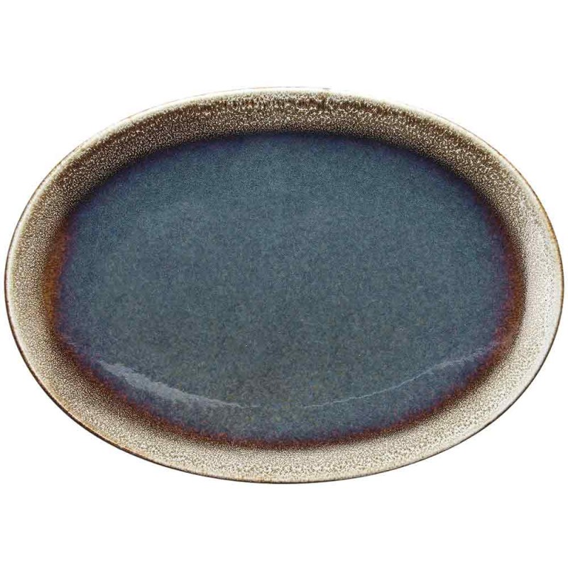 Tognana Bloom Blue & Brown Oval Plate