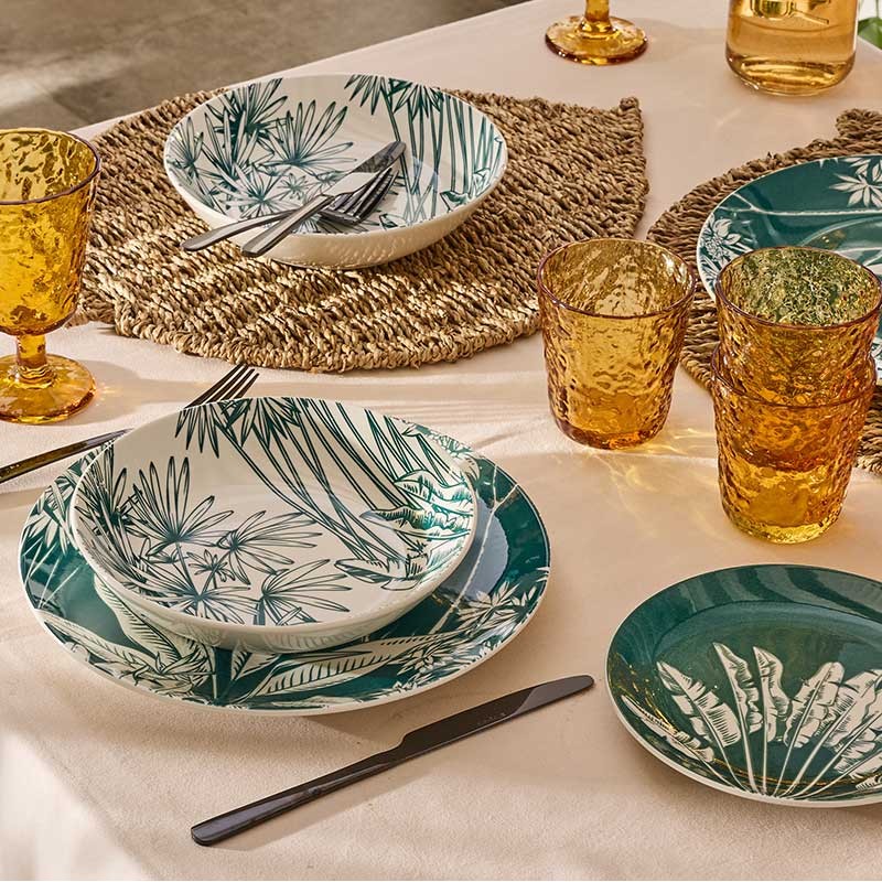 Kolorowy komplet talerzy Palm Beach dla 6 osób Tognana |Scapol.shop