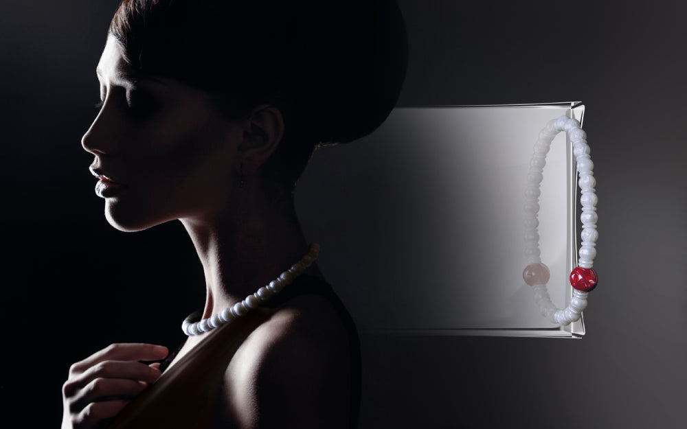 Taca nierdzewna z perłami Collier Giannini