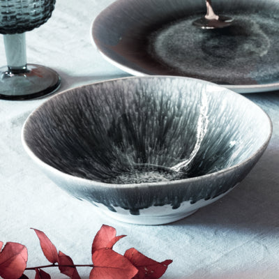 Szaro-niebieski talerz do zupy 21 cm Blow up Tognana  Scapol.shop